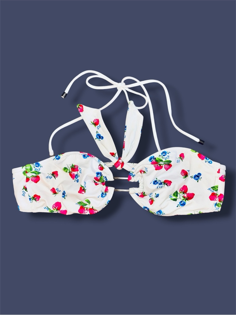 Abercrombie 🍓White Floral Strawberry Convertible Bikini Top